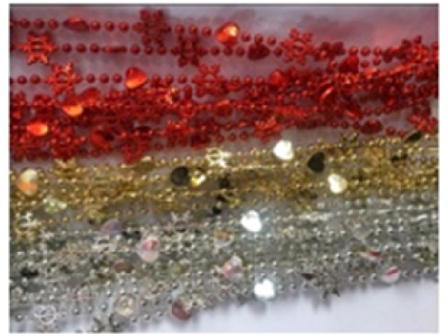 Бусы G25 2,7м сердце и снежинки